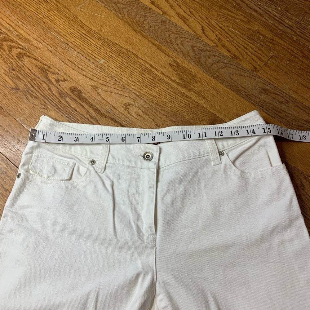 CONTRAST White Denim Capri Jeans Size 7 Stretch Y2K - Picture 8 of 10